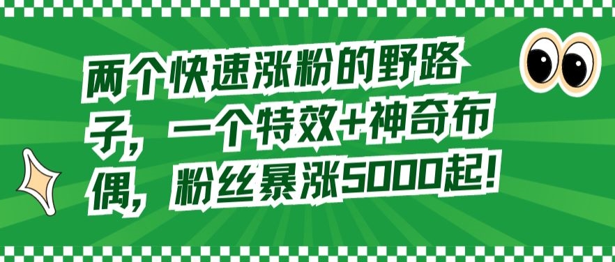 两个快速涨粉的野路子，一个特效+神奇布偶，粉丝暴涨5000起九峰网创-分享创业资讯-最新网络创业项目-分享最新赚钱项目九峰网创