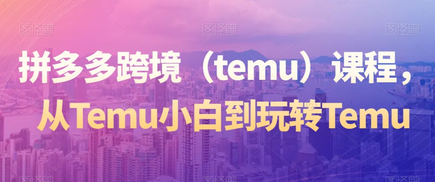 拼多多跨境（temu）课程，从Temu小白到玩转Temu九峰网创-分享创业资讯-最新网络创业项目-分享最新赚钱项目九峰网创