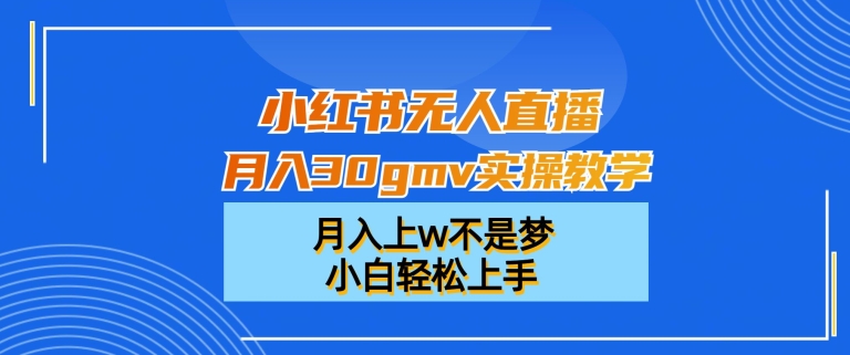 小红书无人直播月入30gmv实操教学，月入上w不是梦，小白轻松上手九峰网创-分享创业资讯-最新网络创业项目-分享最新赚钱项目九峰网创