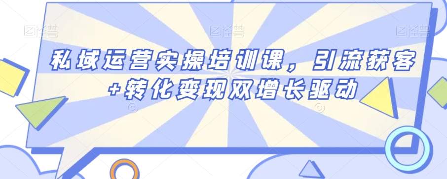 私域运营实操培训课，引流获客+转化变现双增长驱动九峰网创-分享创业资讯-最新网络创业项目-分享最新赚钱项目九峰网创
