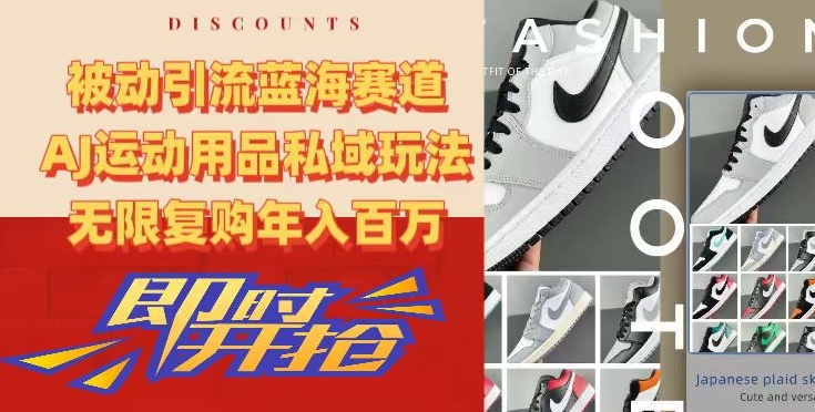 被动引流蓝海赛道，AJ运动用品私域玩法，无限复购年入百万九峰网创-分享创业资讯-最新网络创业项目-分享最新赚钱项目九峰网创
