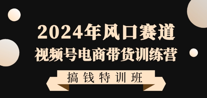2024年风口赛道视频号电商带货训练营搞钱特训班，带领大家快速入局自媒体电商带货九峰网创-分享创业资讯-最新网络创业项目-分享最新赚钱项目九峰网创