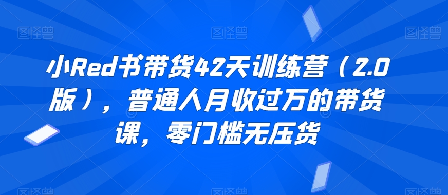 小Red书带货42天训练营（2.0版），普通人月收过万的带货课，零门槛无压货九峰网创-分享创业资讯-最新网络创业项目-分享最新赚钱项目九峰网创