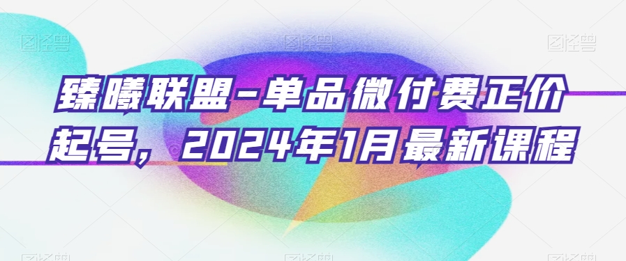 臻曦联盟-单品微付费正价起号，2024年1月最新课程九峰网创-分享创业资讯-最新网络创业项目-分享最新赚钱项目九峰网创