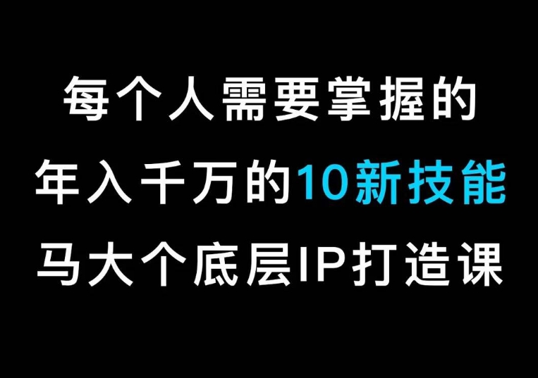 马大个的IP底层逻辑课，​每个人需要掌握的年入千万的10新技能，约会底层IP打造方法！九峰网创-分享创业资讯-最新网络创业项目-分享最新赚钱项目九峰网创