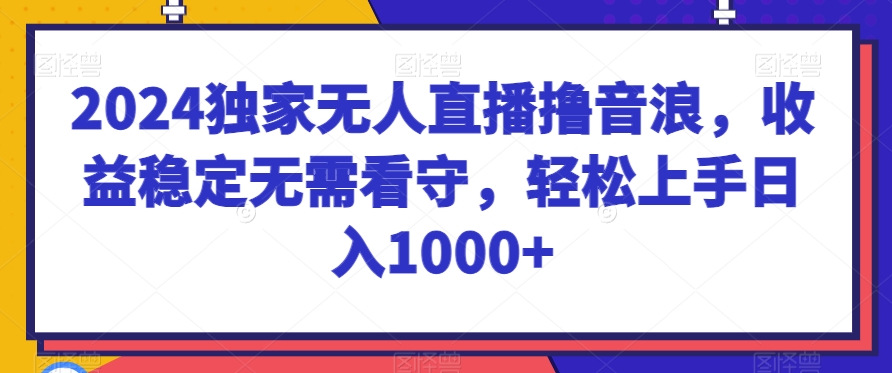 2024独家无人直播撸音浪，收益稳定无需看守，轻松上手日入1000+九峰网创-分享创业资讯-最新网络创业项目-分享最新赚钱项目九峰网创