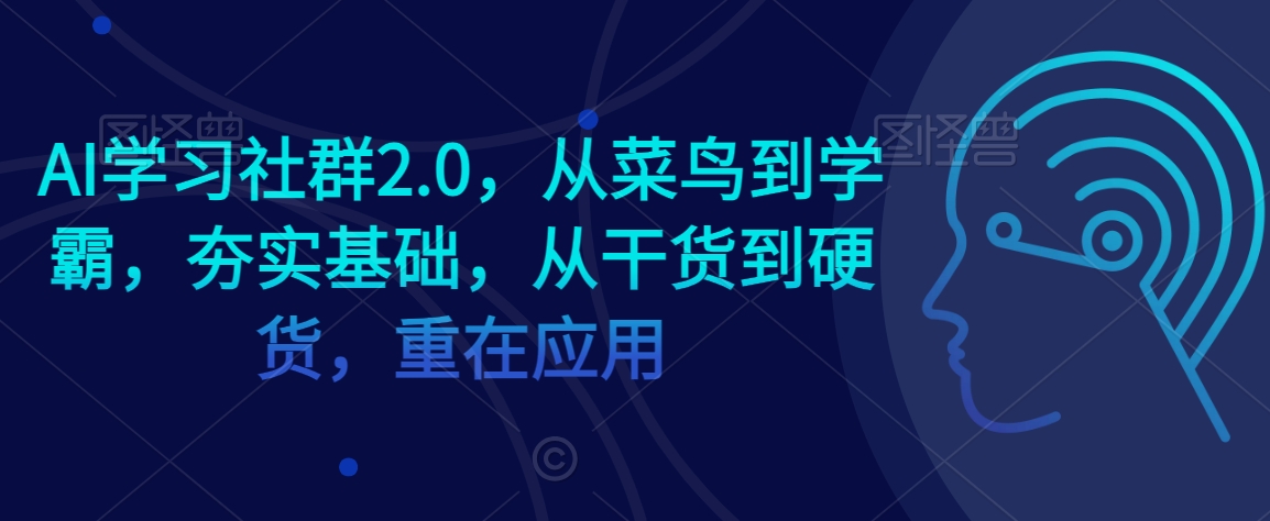 AI学习社群2.0，从菜鸟到学霸，夯实基础，从干货到硬货，重在应用九峰网创-分享创业资讯-最新网络创业项目-分享最新赚钱项目九峰网创