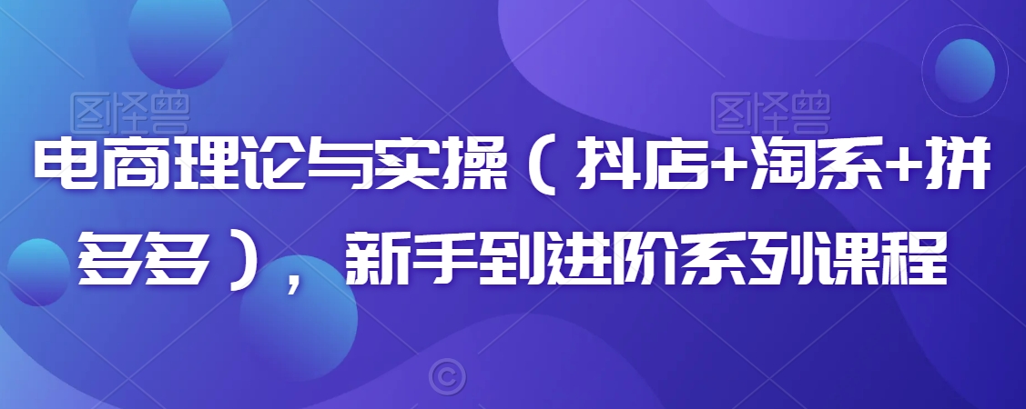 电商理论与实操（抖店+淘系+拼多多），新手到进阶系列课程九峰网创-分享创业资讯-最新网络创业项目-分享最新赚钱项目九峰网创