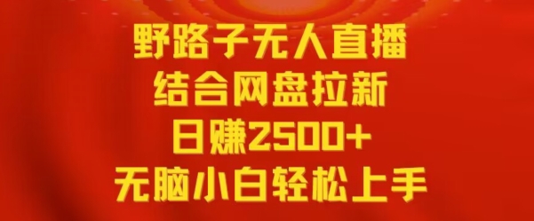 野路子无人直播结合网盘拉新，日赚2500+，小白无脑轻松上手九峰网创-分享创业资讯-最新网络创业项目-分享最新赚钱项目九峰网创