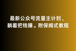 2月最新公众号流量主计划，躺着把钱赚，附保姆式教程九峰网创-分享创业资讯-最新网络创业项目-分享最新赚钱项目九峰网创