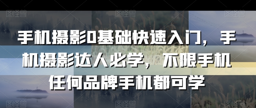 手机摄影0基础快速入门，手机摄影达人必学，不限手机任何品牌手机都可学九峰网创-分享创业资讯-最新网络创业项目-分享最新赚钱项目九峰网创