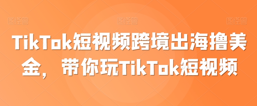TikTok短视频跨境出海撸美金，带你玩TikTok短视频九峰网创-分享创业资讯-最新网络创业项目-分享最新赚钱项目九峰网创