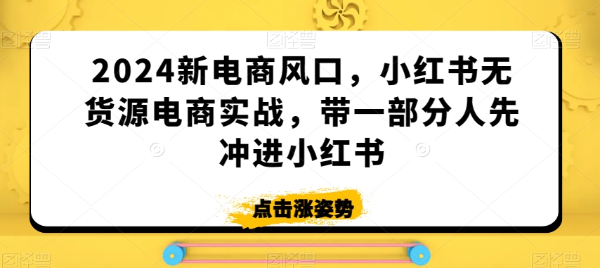 2024新电商风口，小红书无货源电商实战，带一部分人先冲进小红书九峰网创-分享创业资讯-最新网络创业项目-分享最新赚钱项目九峰网创