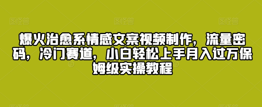 爆火治愈系情感文案视频制作，流量密码，冷门赛道，小白轻松上手月入过万保姆级实操教程九峰网创-分享创业资讯-最新网络创业项目-分享最新赚钱项目九峰网创