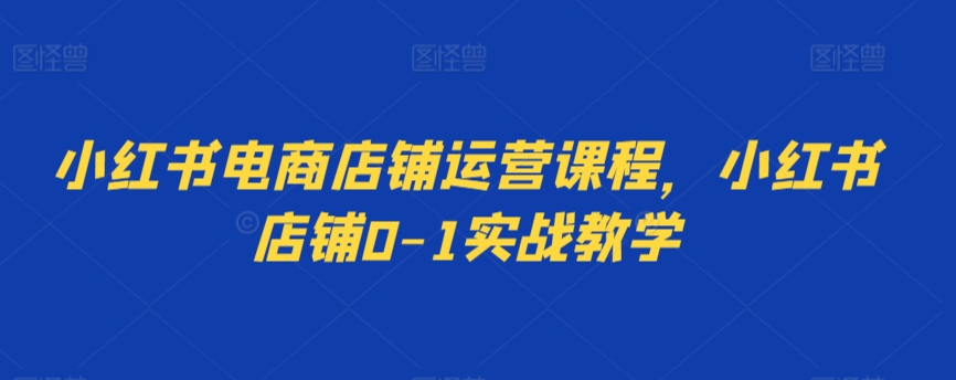小红书电商店铺运营课程，小红书店铺0-1实战教学九峰网创-分享创业资讯-最新网络创业项目-分享最新赚钱项目九峰网创