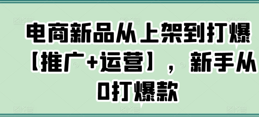 电商新品从上架到打爆【推广+运营】，新手从0打爆款九峰网创-分享创业资讯-最新网络创业项目-分享最新赚钱项目九峰网创