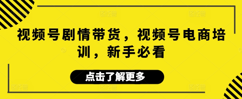 视频号剧情带货，视频号电商培训，新手必看九峰网创-分享创业资讯-最新网络创业项目-分享最新赚钱项目九峰网创
