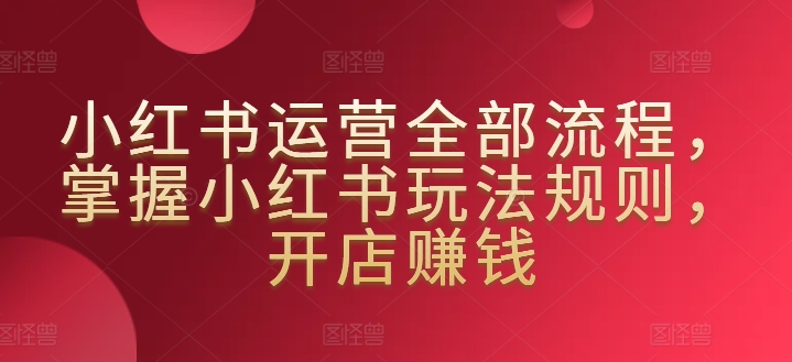 小红书运营全部流程，掌握小红书玩法规则，开店赚钱九峰网创-分享创业资讯-最新网络创业项目-分享最新赚钱项目九峰网创