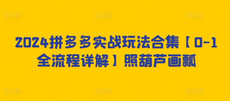2024拼多多实战玩法合集【0-1全流程详解】照葫芦画瓢九峰网创-分享创业资讯-最新网络创业项目-分享最新赚钱项目九峰网创