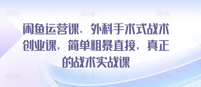 闲鱼运营课，外科手术式战术创业课，简单粗暴直接，真正的战术实战课九峰网创-分享创业资讯-最新网络创业项目-分享最新赚钱项目九峰网创