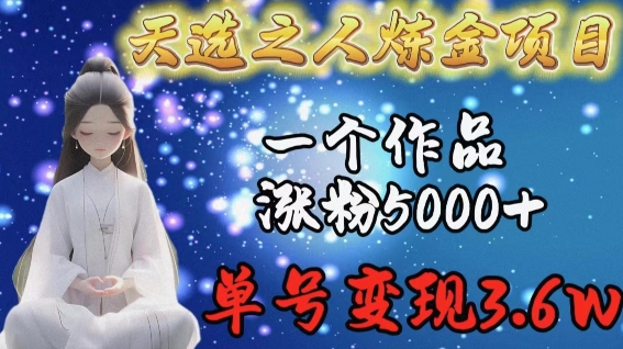 天选之人炼金项目，一个作品涨粉5000+，单号变现3.6w九峰网创-分享创业资讯-最新网络创业项目-分享最新赚钱项目九峰网创