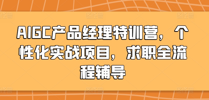 AIGC产品经理特训营，个性化实战项目，求职全流程辅导九峰网创-分享创业资讯-最新网络创业项目-分享最新赚钱项目九峰网创
