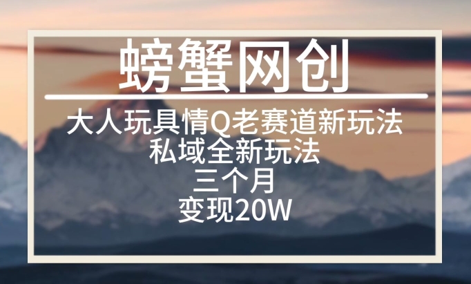 大人玩具情Q用品赛道私域全新玩法，三个月变现20W，老项目新思路九峰网创-分享创业资讯-最新网络创业项目-分享最新赚钱项目九峰网创