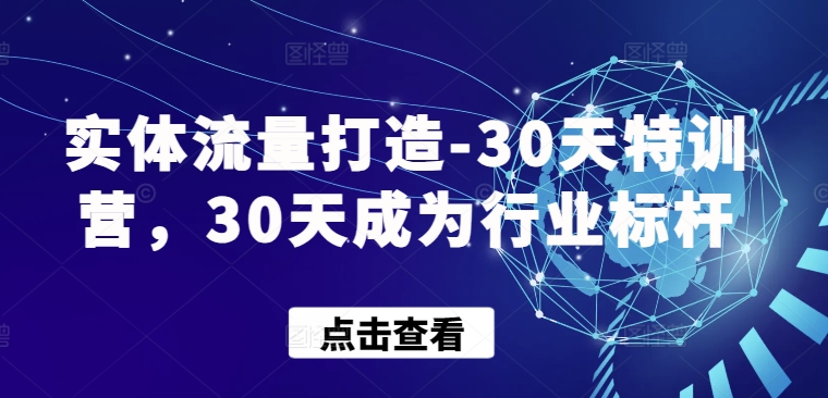 实体流量打造-30天特训营，30天成为行业标杆九峰网创-分享创业资讯-最新网络创业项目-分享最新赚钱项目九峰网创