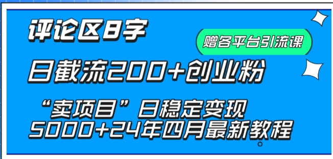 抖音评论区8字日截流200+创业粉 “卖项目”日稳定变现5000+九峰网创-分享创业资讯-最新网络创业项目-分享最新赚钱项目九峰网创