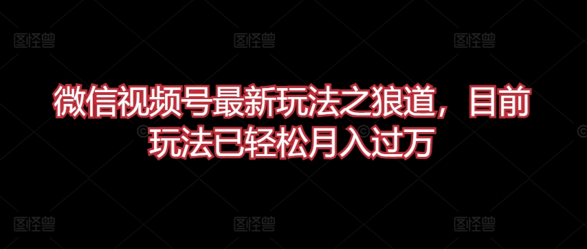 微信视频号最新玩法之狼道，目前玩法已轻松月入过万九峰网创-分享创业资讯-最新网络创业项目-分享最新赚钱项目九峰网创