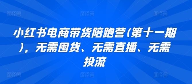 小红书电商带货陪跑营(第十一期)，无需囤货、无需直播、无需投流九峰网创-分享创业资讯-最新网络创业项目-分享最新赚钱项目九峰网创