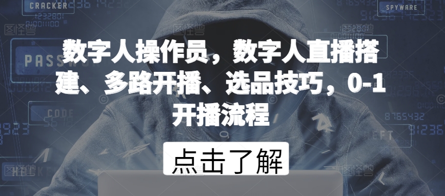 数字人操作员，数字人直播搭建、多路开播、选品技巧，0-1开播流程九峰网创-分享创业资讯-最新网络创业项目-分享最新赚钱项目九峰网创