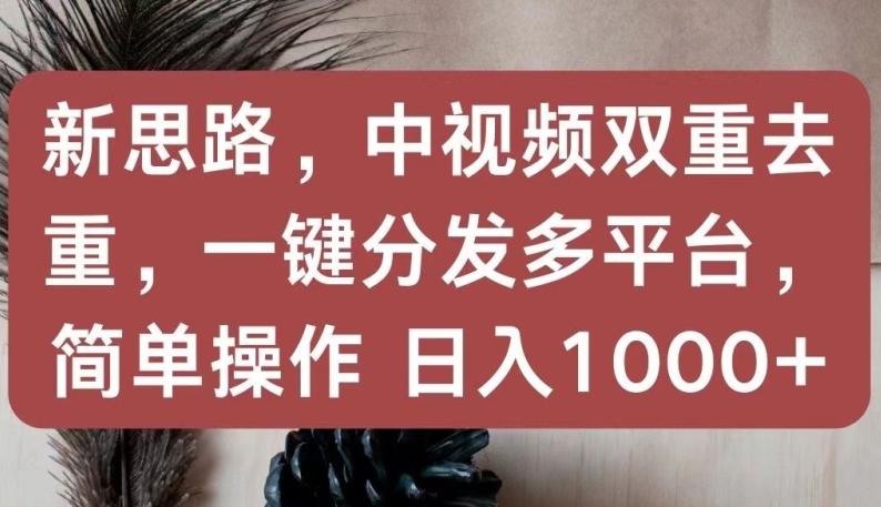 新思路，中视频双重去重，一键分发多平台，简单操作，日入1000+九峰网创-分享创业资讯-最新网络创业项目-分享最新赚钱项目九峰网创