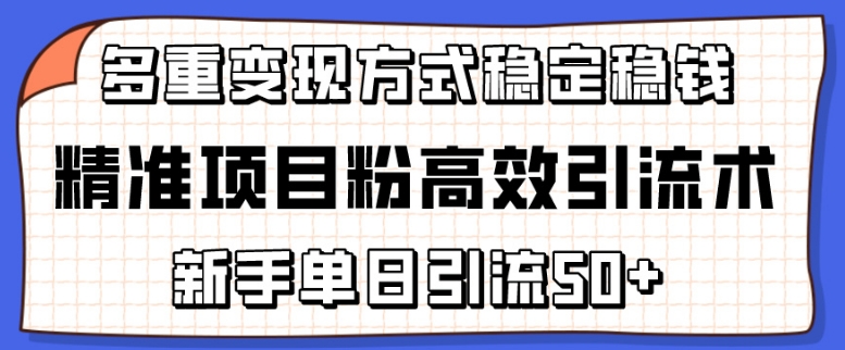 精准项目粉高效引流术，新手单日引流50+，多重变现方式稳定赚钱九峰网创-分享创业资讯-最新网络创业项目-分享最新赚钱项目九峰网创