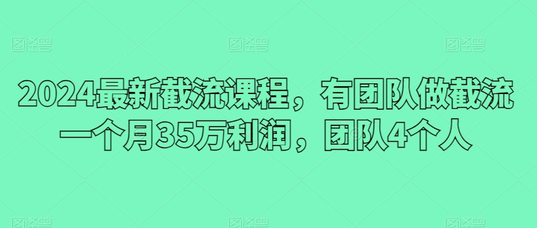 2024最新截流课程，有团队做截流一个月35万利润，团队4个人九峰网创-分享创业资讯-最新网络创业项目-分享最新赚钱项目九峰网创