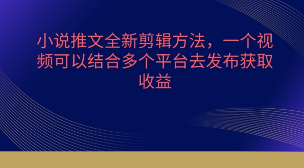 小说推文全新剪辑方法，一个视频可以结合多个平台去发布获取九峰网创-分享创业资讯-最新网络创业项目-分享最新赚钱项目九峰网创