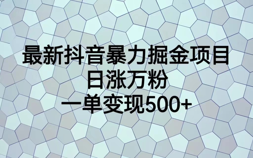 最新抖音暴力掘金项目，日涨万粉，一单变现500+九峰网创-分享创业资讯-最新网络创业项目-分享最新赚钱项目九峰网创