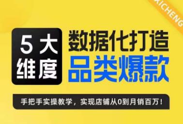 5大维度，数据化打造电商品类爆款特训营，一套高效运营爆款方法论九峰网创-分享创业资讯-最新网络创业项目-分享最新赚钱项目九峰网创