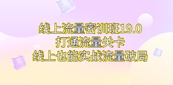 线上流量密训班19.0，打通流量关卡，线上也能实战流量破局九峰网创-分享创业资讯-最新网络创业项目-分享最新赚钱项目九峰网创