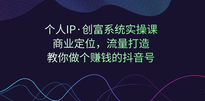 个人IP·创富系统实操课：商业定位，流量打造，教你做个赚钱的抖音号九峰网创-分享创业资讯-最新网络创业项目-分享最新赚钱项目九峰网创