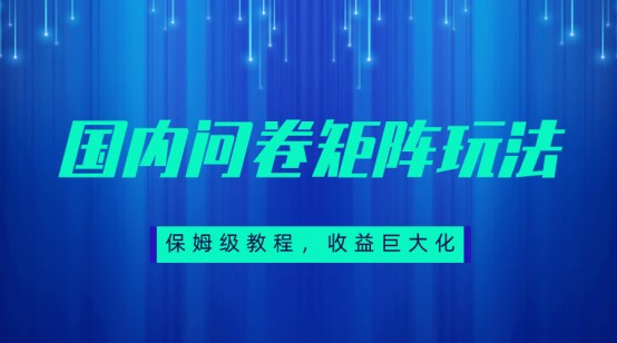 保姆级教程，国内问卷矩阵玩法，轻松赚收益九峰网创-分享创业资讯-最新网络创业项目-分享最新赚钱项目九峰网创