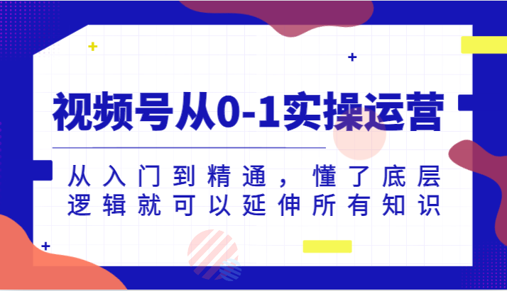 视频号从0-1实操运营，从入门到精通，懂了底层逻辑就可以延伸所有知识九峰网创-分享创业资讯-最新网络创业项目-分享最新赚钱项目九峰网创