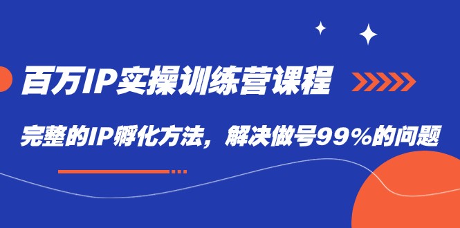 百万IP实战训练营课程，完整的IP孵化方法，解决做号99%的问题九峰网创-分享创业资讯-最新网络创业项目-分享最新赚钱项目九峰网创