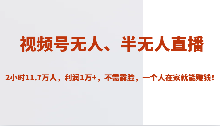 视频号无人、半无人直播2小时11.7万人，利润1万+，不需露脸，一个人在家就能赚钱！九峰网创-分享创业资讯-最新网络创业项目-分享最新赚钱项目九峰网创