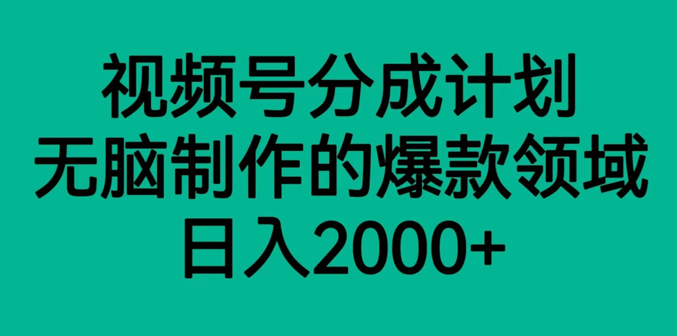 视频号分成计划，轻松无脑制作的爆款领域，日入2000+九峰网创-分享创业资讯-最新网络创业项目-分享最新赚钱项目九峰网创