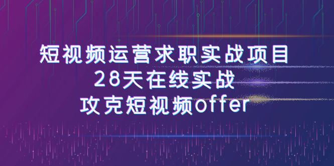短视频运-营求职实战项目，28天在线实战，攻克短视频offer（46节课）九峰网创-分享创业资讯-最新网络创业项目-分享最新赚钱项目九峰网创