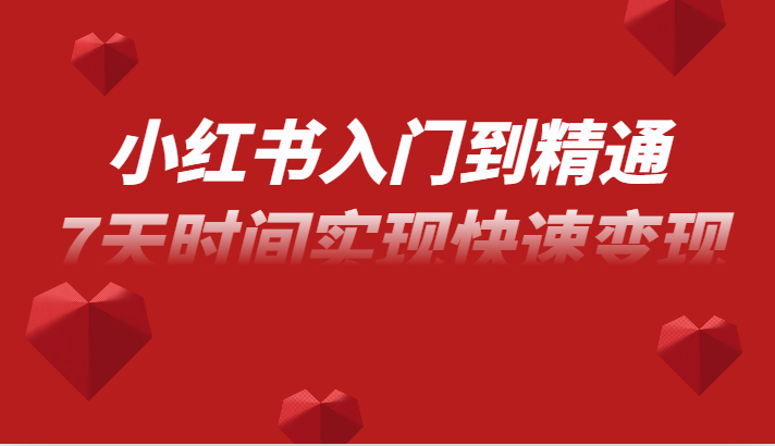 小红书入门到精通课，无货源电商实操运营，7天时间实现快速变现九峰网创-分享创业资讯-最新网络创业项目-分享最新赚钱项目九峰网创