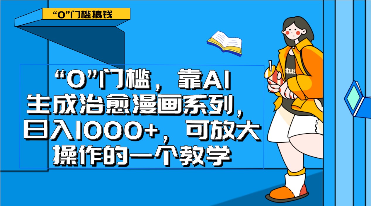0门槛，靠AI生成治愈漫画系列，日入1000+，可放大操作的一个教学九峰网创-分享创业资讯-最新网络创业项目-分享最新赚钱项目九峰网创