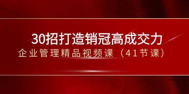 30招打造销冠高成交力-企业管理精品视频课（41节课）九峰网创-分享创业资讯-最新网络创业项目-分享最新赚钱项目九峰网创