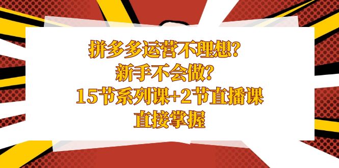 拼多多运营不理想？新手不会做？15节系列课+2节直播课学会直接掌握九峰网创-分享创业资讯-最新网络创业项目-分享最新赚钱项目九峰网创